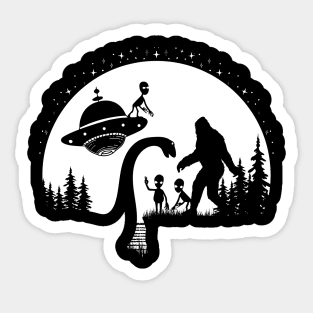 Bigfoot Loch Ness Monster Ufo Funny Aliens Sticker